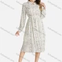 Wholesale Women's Casual Floral Print Button Front High Waist Midi Pleated Dress preview