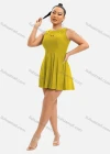 Wholesale Women's Casual Plain Crew Neck Sleeveless High Waist Short Tank Dress - Liuhuamall