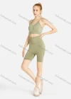 Wholesale Women's Sporty Plain Cropped Cami Top & Biker Shorts Set - Liuhuamall