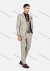 Wholesale Men's Formal Lapel Plaid Pockets Blazer & Waistcoat & Pant 3 Pieces Suit Sets - Liuhuamall