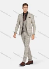 Wholesale Men's Formal Lapel Plaid Pockets Blazer & Waistcoat & Pant 3 Pieces Suit Sets - Liuhuamall
