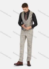 Wholesale Men's Formal Lapel Plaid Pockets Blazer & Waistcoat & Pant 3 Pieces Suit Sets - Liuhuamall