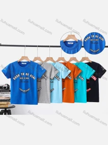 Wholesale Boy's Casual Letter Print Round Neck Short Sleeve Modal Cotton Tee, LIUHUA CLOTHING WHOLESALE