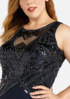 Wholesale Women's Elegant Sleeveless Round Neck Chest Cutout Lace Sequin Evening Dress - Liuhuamall