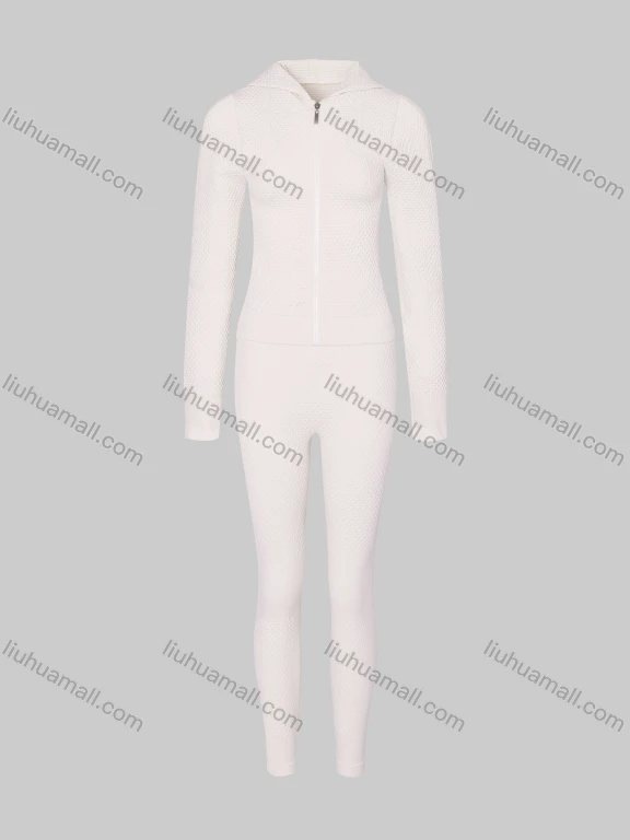 Wholesale Women's Sporty Plain Breathable Zipper Hoodie & High Stretch Leggins 2-piece Set