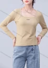 Wholesale Women's Casual Plain Square Neck Long Sleeve Top 7776# - Liuhuamall