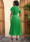 Wholesale Women's Casual Plain Ruffle Trim High Waist Pleated Cocktail Midi Dress - Liuhuamall