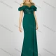 Wholesale Women's Glamorous Cold Shoulder Plain Sequin Layered Sheer Lace Maxi Mermaid Evening Dress 7009# Green Clothing Wholesale Market Liuhua