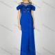 Wholesale Women's Glamorous Cold Shoulder Plain Sequin Layered Sheer Lace Maxi Mermaid Evening Dress 7009# Blue Clothing Wholesale Market Liuhua