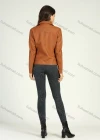 Wholesale Women's Casual Plain Long Sleeve Lapel Zipper Leather Jacket With Zipper Pockets - Liuhuamall