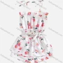 Wholesale Girl's Casual Floral Print & Butterfly Print Ruffle Hem Shirred Bow Tie Straps Cami Romper With Belt preview