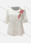 Wholesale Women's Casual Polka Dot Floral Embroidery Round Neck Layered Sleeve Blouse - Liuhuamall