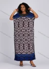 Wholesale Women's African Folkloric Allover Print Pom Pom Embroidery Short Sleeve Maxi Dress - Liuhuamall