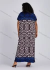 Wholesale Women's African Folkloric Allover Print Pom Pom Embroidery Short Sleeve Maxi Dress - Liuhuamall