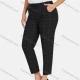Wholesale Women's Casual Plus Size High Elastic Plaid Print Stright Leg Pants With Drawstring 33109# Black Clothing Wholesale Market Liuhua