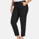 Women's Casual Plus Size High Elastic Plaid Print Stright Leg Pants With Drawstring 33109# Black Clothing Wholesale Market -LIUHUA