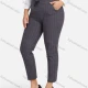Wholesale Women's Casual Plus Size High Elastic Plaid Print Stright Leg Pants With Drawstring 33026# Dark Gray Clothing Wholesale Market Liuhua