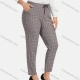 Wholesale Women's Casual Plus Size High Elastic Plaid Print Stright Leg Pants With Drawstring 33029# Light Gray Clothing Wholesale Market Liuhua