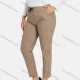 Wholesale Women's Casual Plus Size High Elastic Striped Print Stright Leg Pants With Drawstring 33032# Camel Clothing Wholesale Market Liuhua