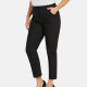 Women's Casual Plus Size High Elastic Striped Print Stright Leg Pants With Drawstring 33102# Black Clothing Wholesale Market -LIUHUA