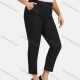 Wholesale Women's Casual Plus Size High Elastic Striped Print Stright Leg Pants With Drawstring 33103# Black Clothing Wholesale Market Liuhua