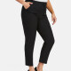 Women's Casual Plus Size High Elastic Striped Print Stright Leg Pants With Drawstring 33103# Black Clothing Wholesale Market -LIUHUA