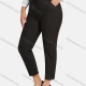 Wholesale Women's Casual Plus Size High Elastic Plaid Print Stright Leg Pants With Drawstring 33104# Black Clothing Wholesale Market Liuhua