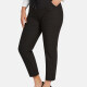 Women's Casual Plus Size High Elastic Plaid Print Stright Leg Pants With Drawstring 33104# Black Clothing Wholesale Market -LIUHUA