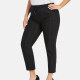 Women's Casual Plus Size High Elastic Plaid Print Stright Leg Pants With Drawstring 33105# Black Clothing Wholesale Market -LIUHUA