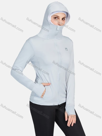 Wholesale Women's Sporty Hooded Windproof Slim Fit Dual Pockets Long Sleeve Jackets 1389-Gray#