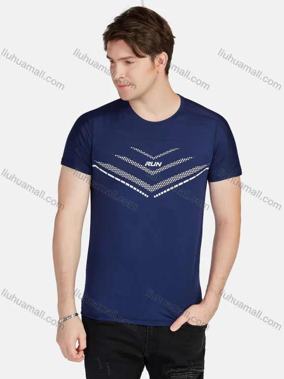 Wholesale Men's Athletic Sporty Breathable Striped Round Neck Short Sleeve Tee 219# LIUHUA CLOTHING WHOLESALE