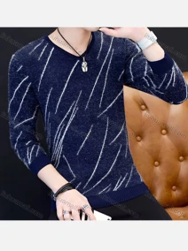 Wholesale Men's Casual V Neck Long Sleeve Letter Print Pullover Knit Sweater, LIUHUA CLOTHING WHOLESALE