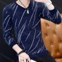 Wholesale Men's Casual V Neck Long Sleeve Letter Print Pullover Knit Sweater preview