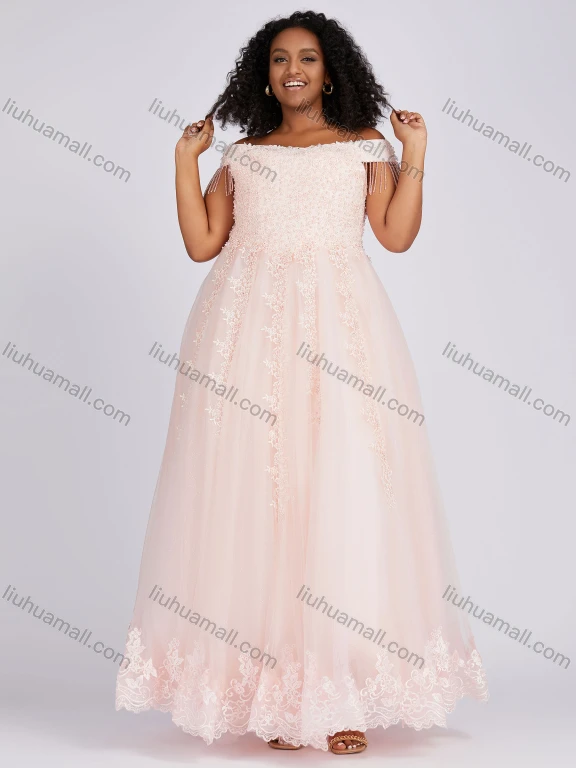 Wholesale Women's Elegant Guipure Lace Beaded Embroidered Wedding Evening Dress 6093#