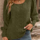 Women's Casual Plain Scoop Neck Swiss Dot Embroidery Long Sleeve Blouse 47# Clothing Wholesale Market -LIUHUA