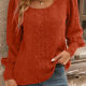 Women's Casual Plain Scoop Neck Swiss Dot Embroidery Long Sleeve Blouse 48# Clothing Wholesale Market -LIUHUA