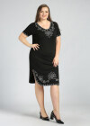 Wholesale Women's Plus Size Casual Crew Neck Short Sleeve Embroidery Knee Length Dress - Liuhuamall