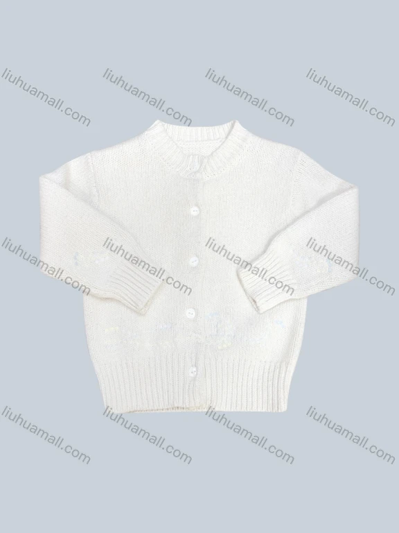 Wholesale Girl's Casual Crew Neck Long Sleeve Plain Button Down Knited Sweater Cardigan