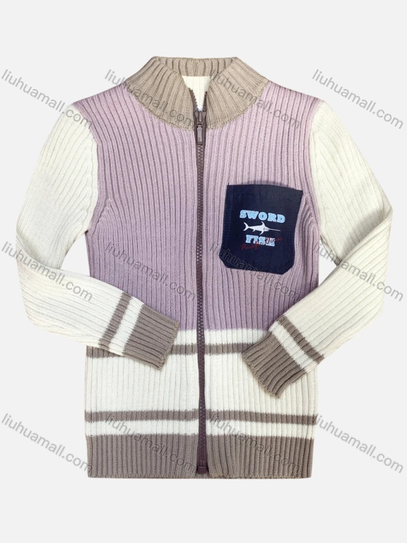 Wholesale Girl's Casual Mock Neck Long Sleeve Patch Pocket Zipper Knit Jackets