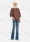 Wholesale Women's Casual Plain Button Down 3/4 Sleeve Shirt 1242# - Liuhuamall