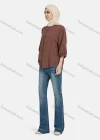 Wholesale Women's Casual Plain Button Down 3/4 Sleeve Shirt 1242# - Liuhuamall