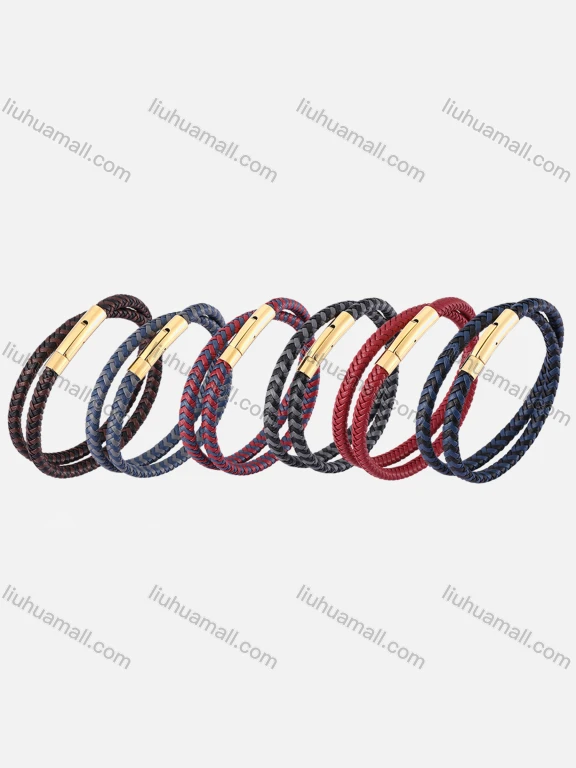 Wholesale Microfiber Leather Stainless Steel Button Buckle Bracelet SP0498J#