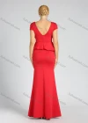 Wholesale Women's Elegant Plain Wrap V Neck Zip Back Beaded Pleated Ruched Mermaid Maxi Evening Dress - Liuhuamall