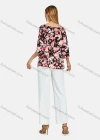 Wholesale Women's Bateau Neck Butterfly Sleeve Floral Lace Up Blouse - Liuhuamall