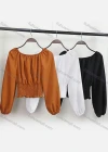 Wholesale Women's Causal Off Shoulder Lantern Sleeve Plain Blouse - Liuhuamall