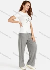 Wholesale Women's Summer Round Neck Letter Print Tee&Wide Leg Pants Set - Liuhuamall