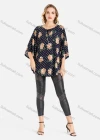 Wholesale Women's Casual 3/4 Cape Sleeve Lace Up Front Floral Dot Print Tunic - Liuhuamall