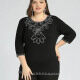 Women's Plus Size Round Neck Short Sleeve Embroidery Casual Top Black Clothing Wholesale Market -LIUHUA