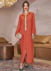 Wholesale Women's Arabic Dubai Muslim Islamic Hooded Split Front Rhinestone Embroidery Maxi Robe Abaya Dress A806# - Liuhuamall