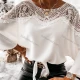 Wholesale Women's Casual Round Neck Batwing Sleeve Hollow Out Plain Blouse White Clothing Wholesale Market Liuhua